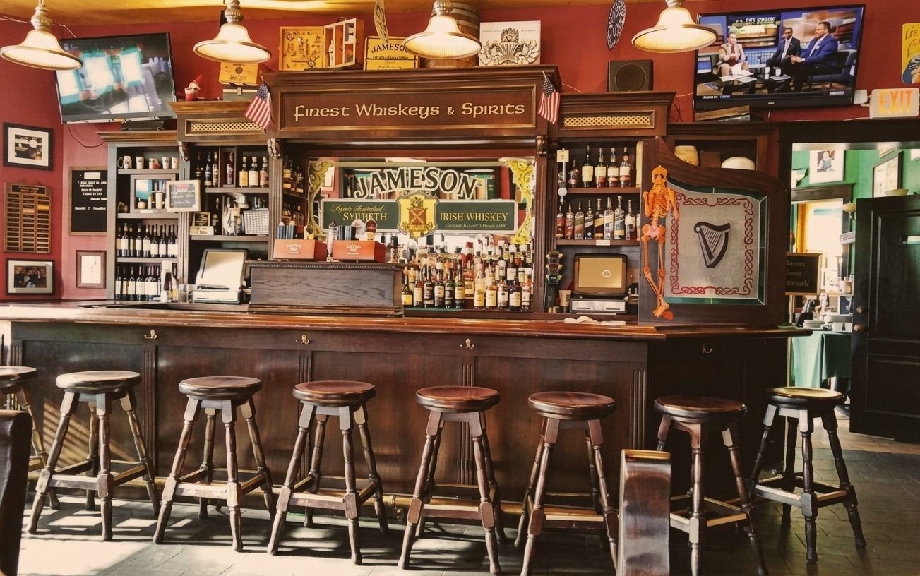Shelves of whiskey at the O'Sullivan's Whiskey Bar